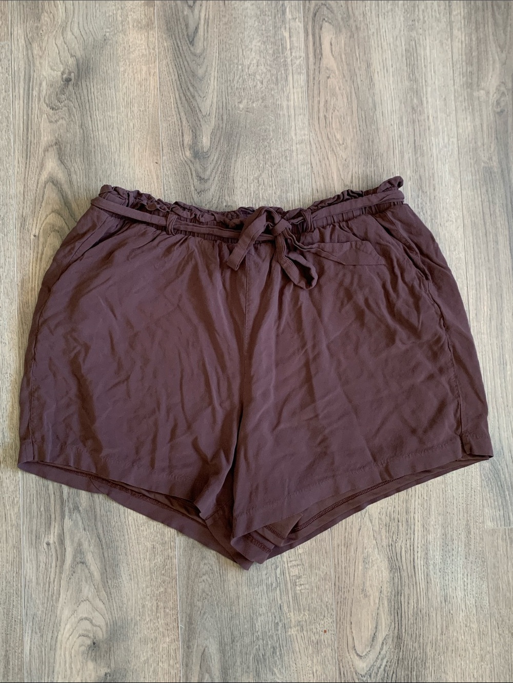 torrid High-Waist Tie-Front Shorts in brown